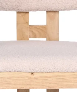 Lot de 2 chaises design Oregon Bois clair et Tissu bouclette Beige