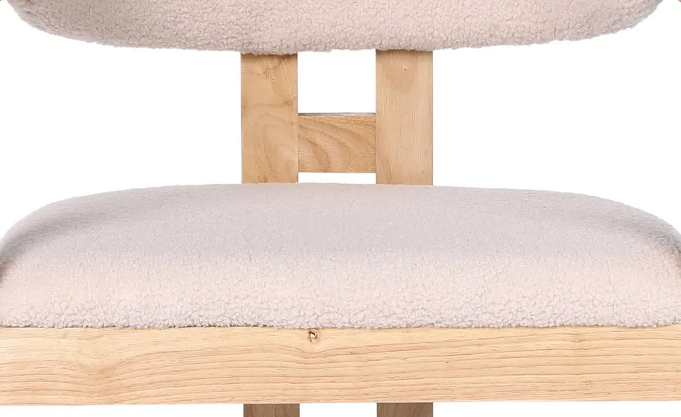 Lot de 2 chaises design Oregon Bois clair et Tissu bouclette Beige