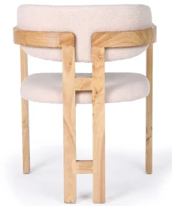 Lot de 2 chaises design Oregon Bois clair et Tissu bouclette Beige