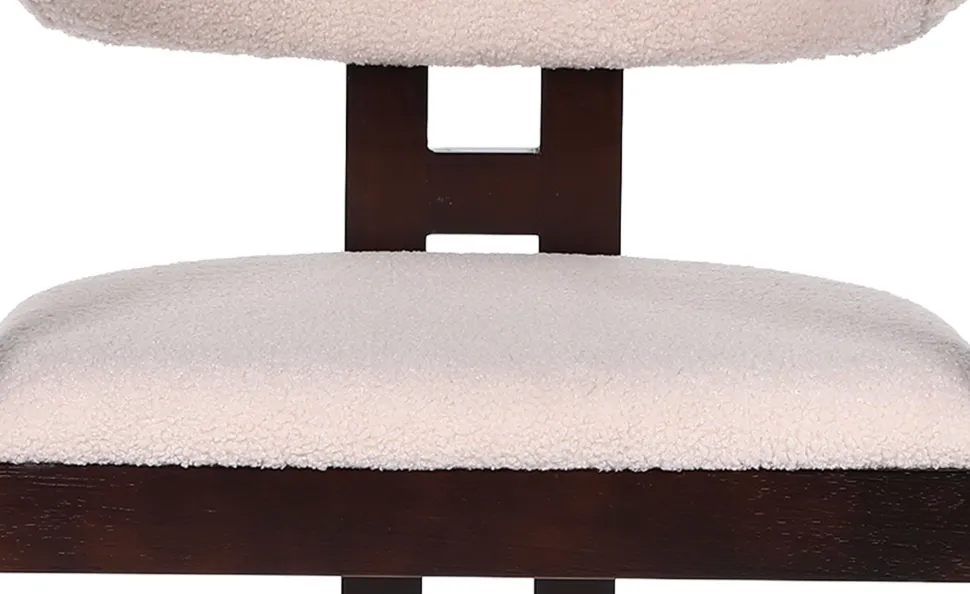 Lot de 2 chaises design Oregon Bois foncé et Tissu bouclette Beige