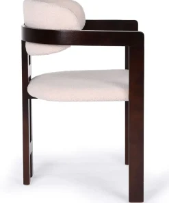 Lot de 2 chaises design Oregon Bois foncé et Tissu bouclette Beige