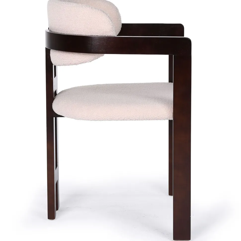 Lot de 2 chaises design Oregon Bois foncé et Tissu bouclette Beige