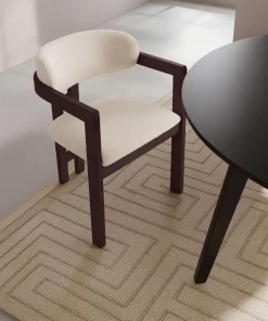 Lot de 2 chaises design Oregon Bois foncé et Tissu bouclette Beige