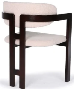 Lot de 2 chaises design Oregon Bois foncé et Tissu bouclette Beige