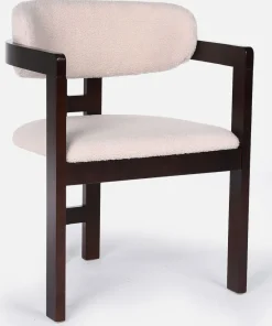 Lot de 2 chaises design Oregon Bois foncé et Tissu bouclette Beige