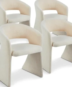 Lot de 4 chaises design Tootsie Tissu bouclette Crème