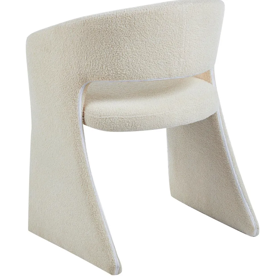 Lot de 2 chaises design Tootsie Tissu bouclette Crème