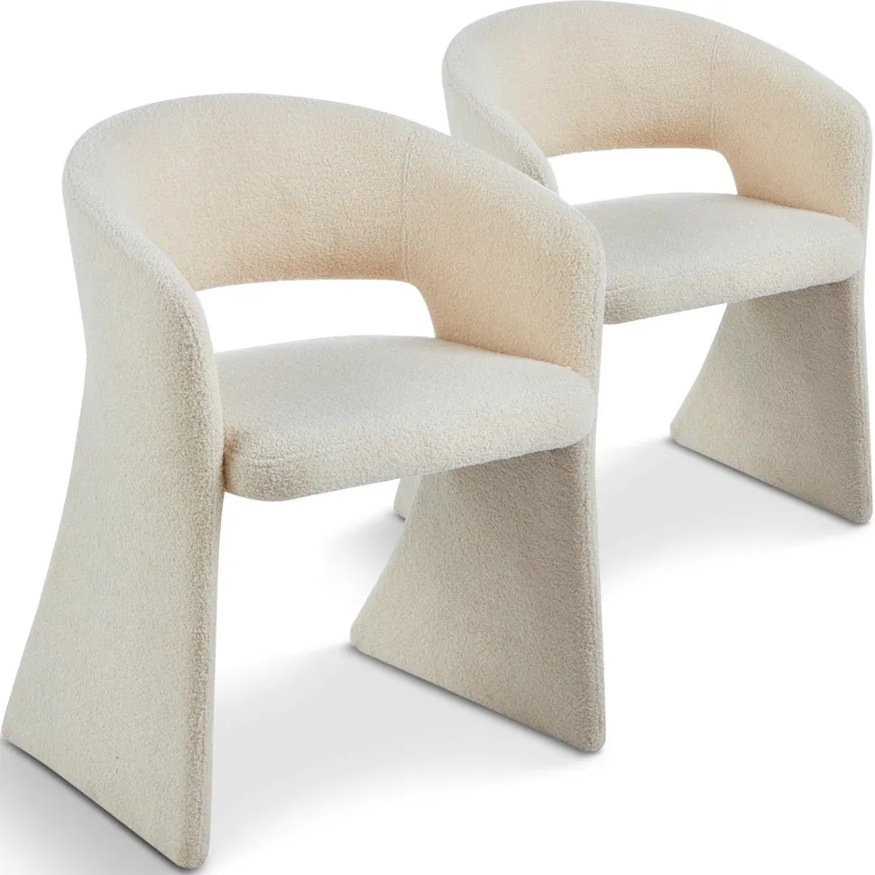 Lot de 2 chaises design Tootsie Tissu bouclette Crème
