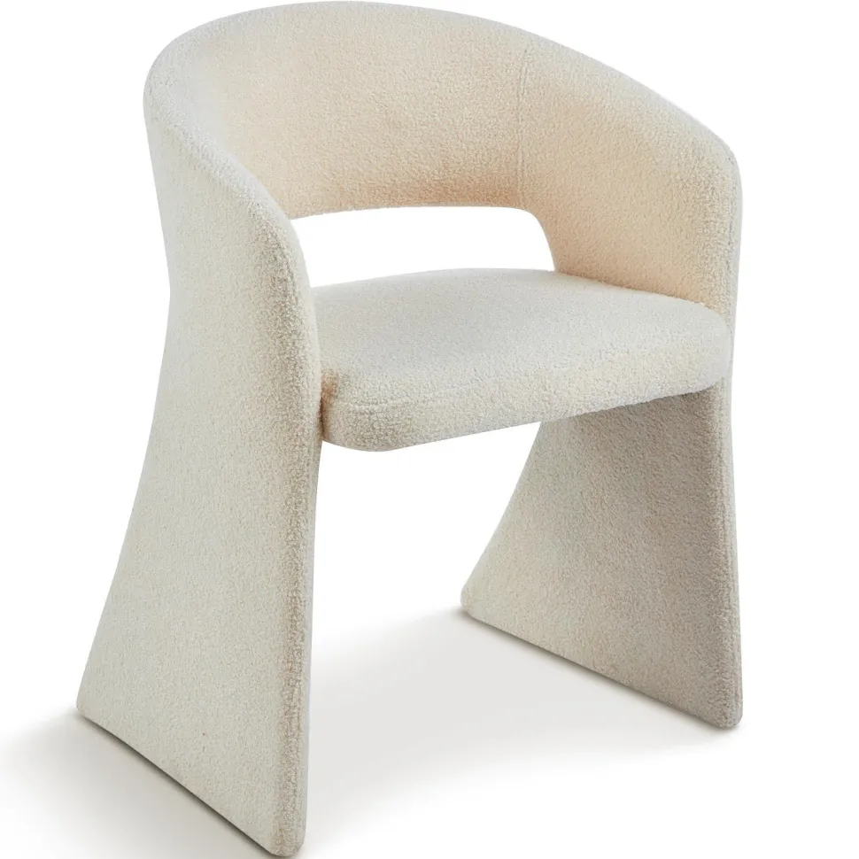 Lot de 2 chaises design Tootsie Tissu bouclette Crème