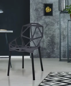 Lot de 4 chaises dossier toile d'araignée Spider Noir