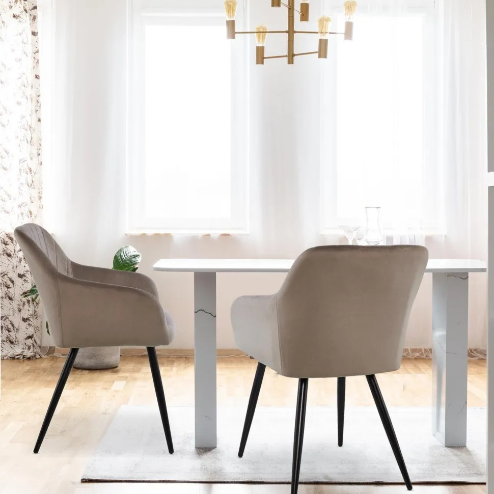 Lot de 2 chaises Mariette Velours Taupe