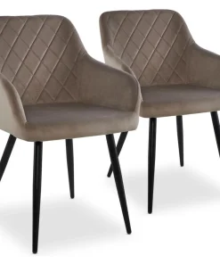 Lot de 2 chaises Mariette Velours Taupe