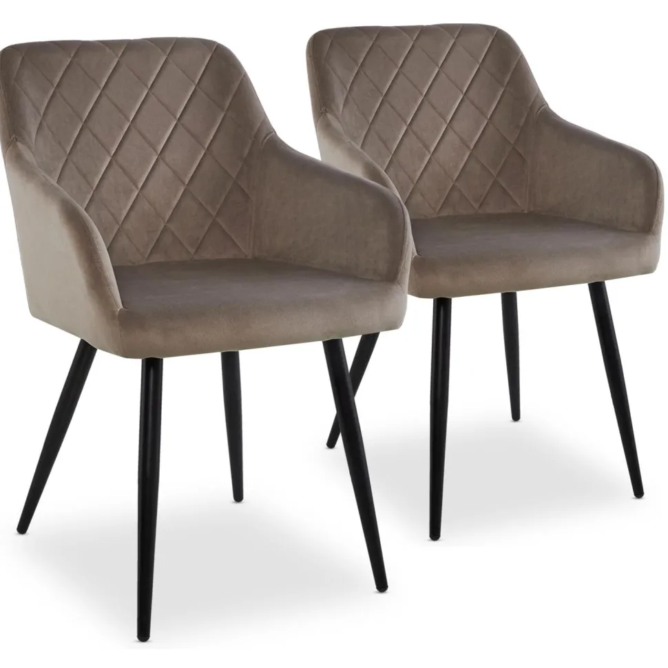Lot de 2 chaises Mariette Velours Taupe