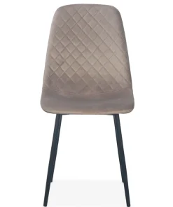 Lot de 4 chaises matelassées Norway Velours Taupe Pieds Noir