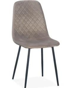 Lot de 4 chaises matelassées Norway Velours Taupe Pieds Noir