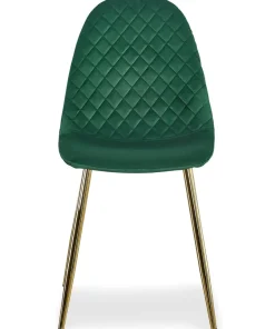 Lot de 8 chaises matelassées Norway Pieds Or et Velours Vert