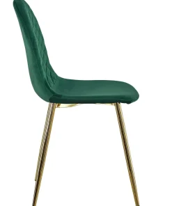 Lot de 8 chaises matelassées Norway Pieds Or et Velours Vert