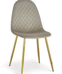 Lot de 8 chaises matelassées Norway Pieds Or et Velours Taupe
