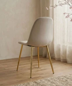 Lot de 8 chaises matelassées Norway Pieds Or et Velours Taupe