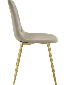 Lot de 8 chaises matelassées Norway Pieds Or et Velours Taupe