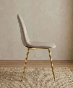 Lot de 8 chaises matelassées Norway Pieds Or et Velours Taupe