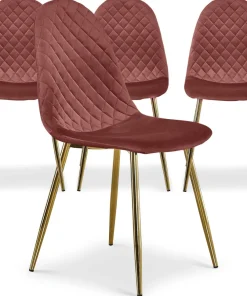 Lot de 4 chaises matelassées Norway Velours Rose