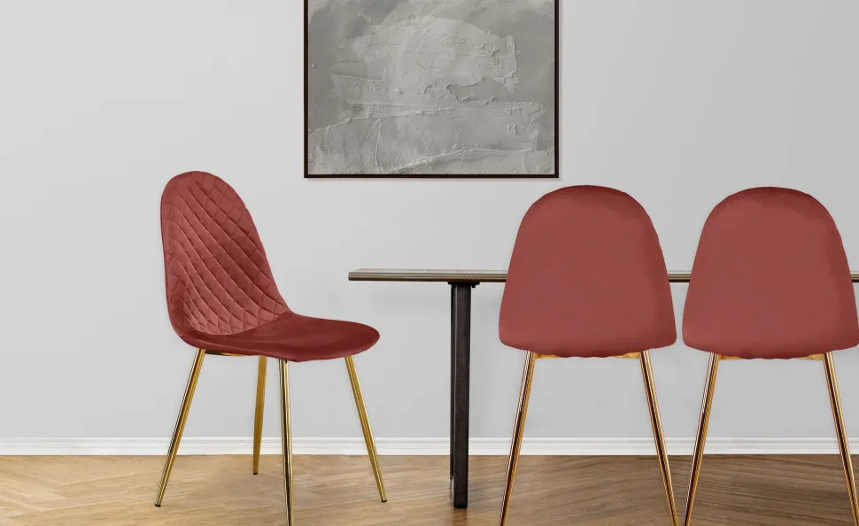 Lot de 4 chaises matelassées Norway Velours Rose