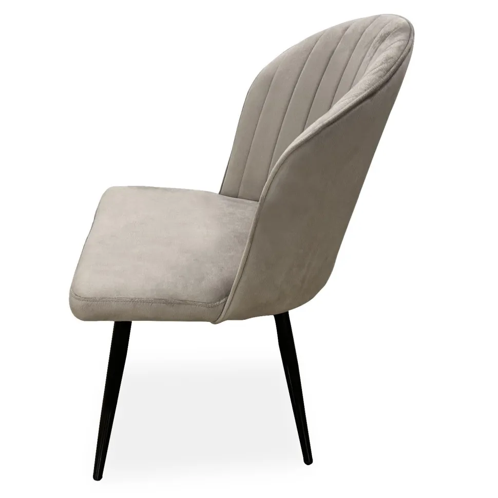 Lot de 2 chaises matelassées coutures verticales Louvenda Velours Taupe