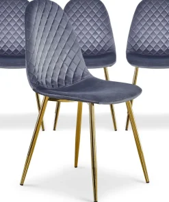 Lot de 4 chaises matelassées Norway Velours Argent