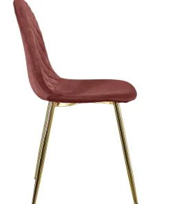 Lot de 8 chaises matelassées Norway Pieds Or et Velours Rose