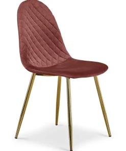Lot de 8 chaises matelassées Norway Pieds Or et Velours Rose