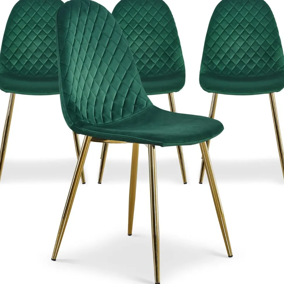 Lot de 4 chaises matelassées Norway Velours Vert