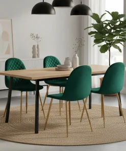 Lot de 4 chaises matelassées Norway Velours Vert