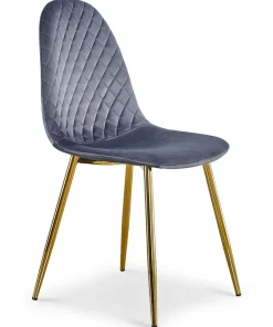 Lot de 8 chaises matelassées Norway Pieds Or et Velours Gris