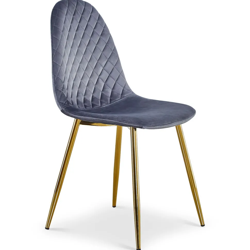 Lot de 8 chaises matelassées Norway Pieds Or et Velours Gris
