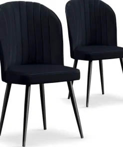 Lot de 2 chaises matelassées coutures verticales Louvenda Velours Noir