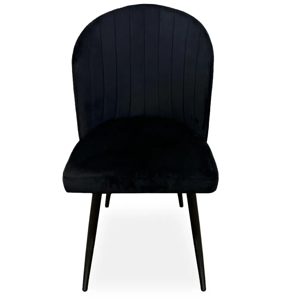 Lot de 2 chaises matelassées coutures verticales Louvenda Velours Noir