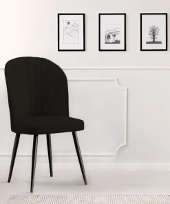 Lot de 2 chaises matelassées coutures verticales Louvenda Velours Noir