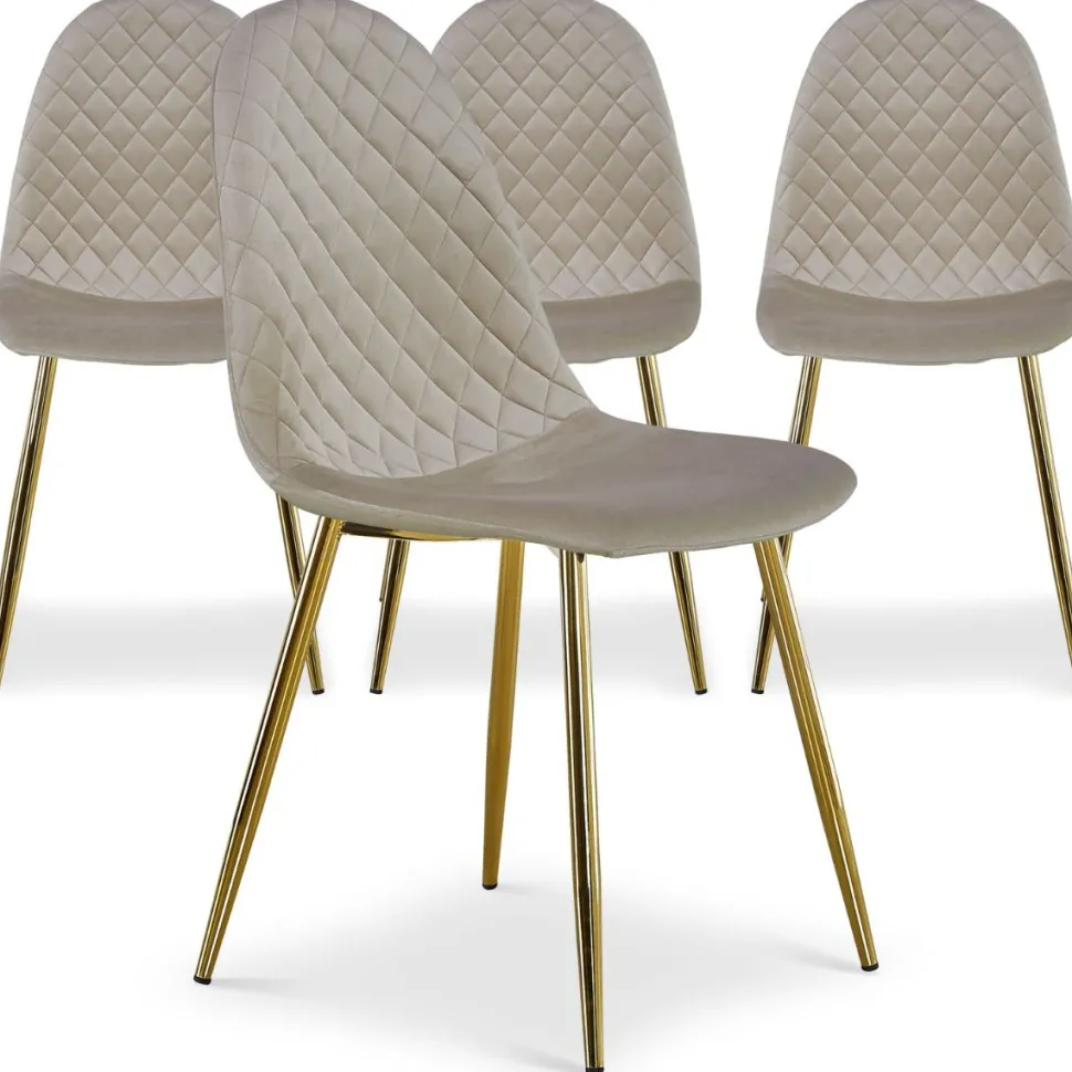 Lot de 4 chaises matelassées Norway Velours Taupe