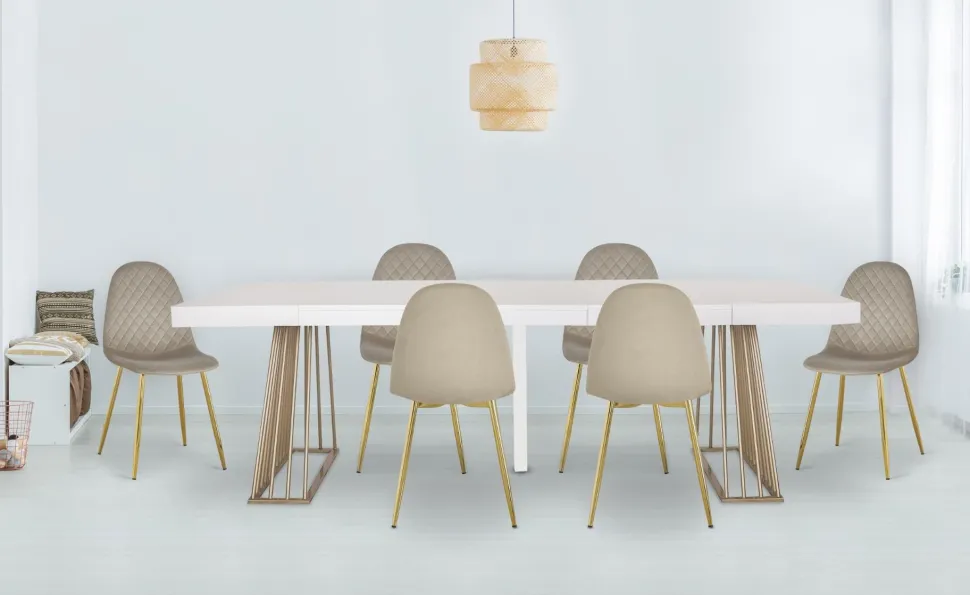 Lot de 4 chaises matelassées Norway Velours Taupe