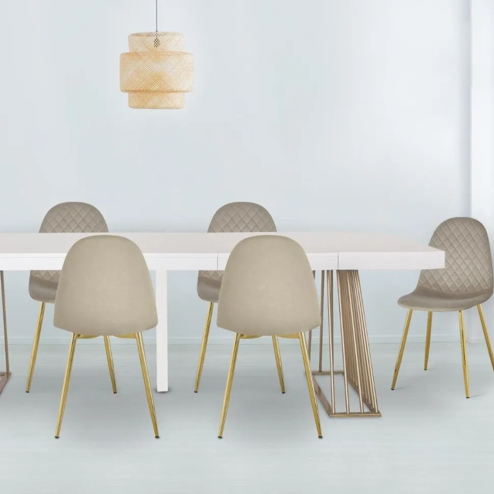 Lot de 4 chaises matelassées Norway Velours Taupe
