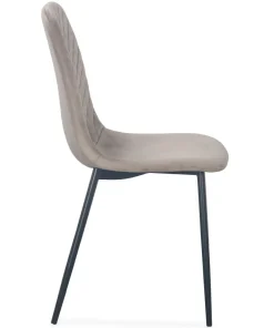 Lot de 8 chaises matelassées Norway Pieds Noir et Velours Taupe