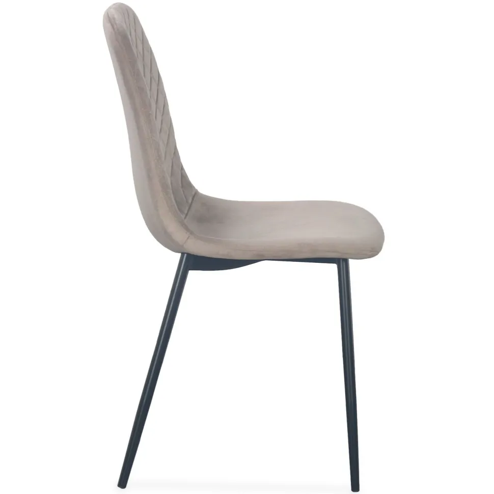 Lot de 8 chaises matelassées Norway Pieds Noir et Velours Taupe