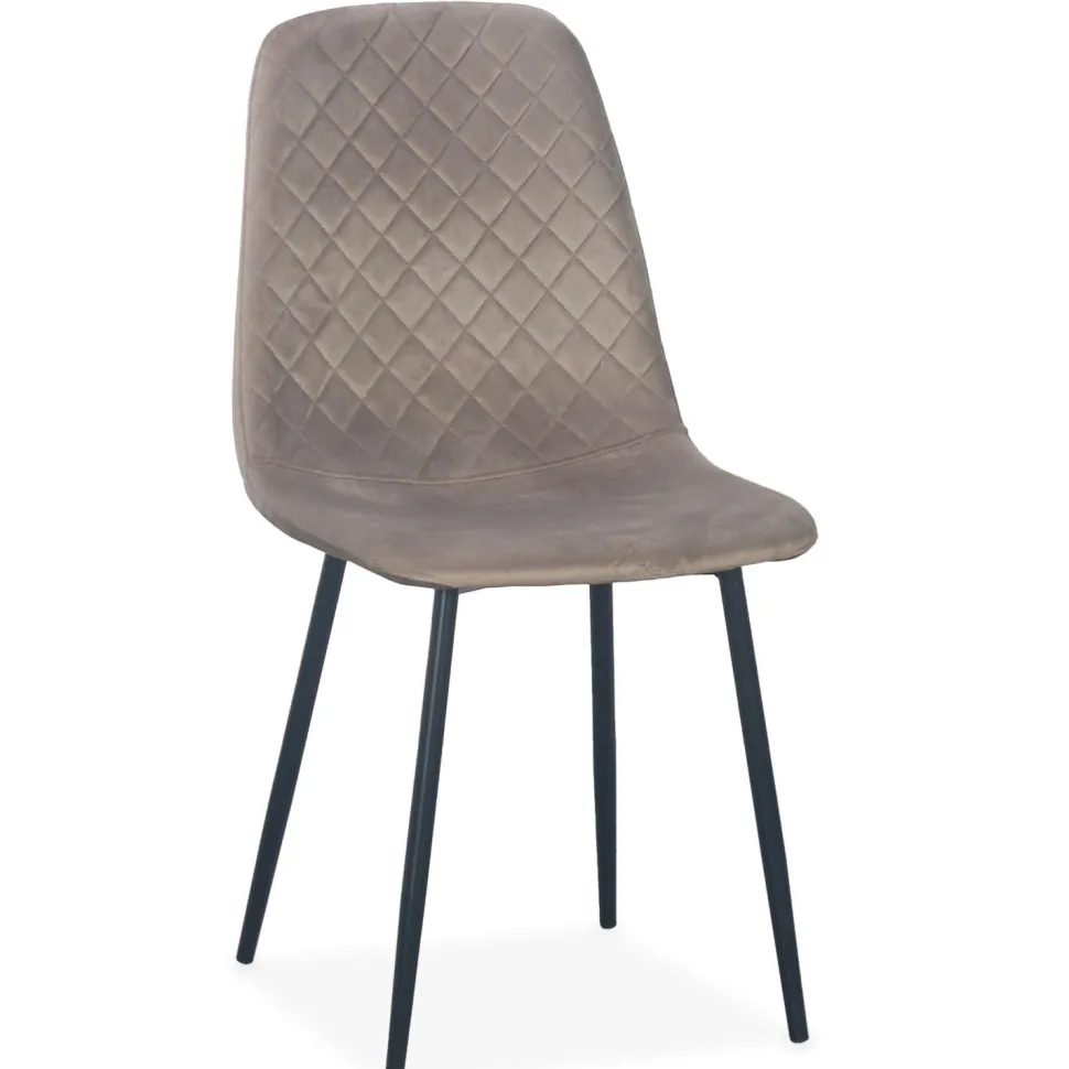 Lot de 8 chaises matelassées Norway Pieds Noir et Velours Taupe
