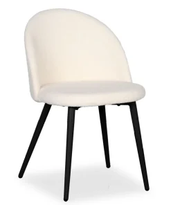 Lot de 2 chaises Maury Métal noir et Tissu bouclette Crème