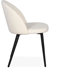 Lot de 2 chaises Maury Métal noir et Tissu bouclette Crème