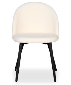 Lot de 4 chaises Maury Métal noir et Tissu bouclette Crème