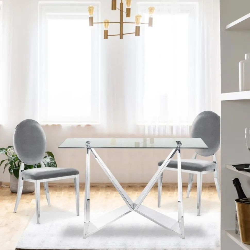 Lot de 2 chaises médaillon Sofia velours Argent