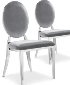 Lot de 2 chaises médaillon Sofia velours Argent