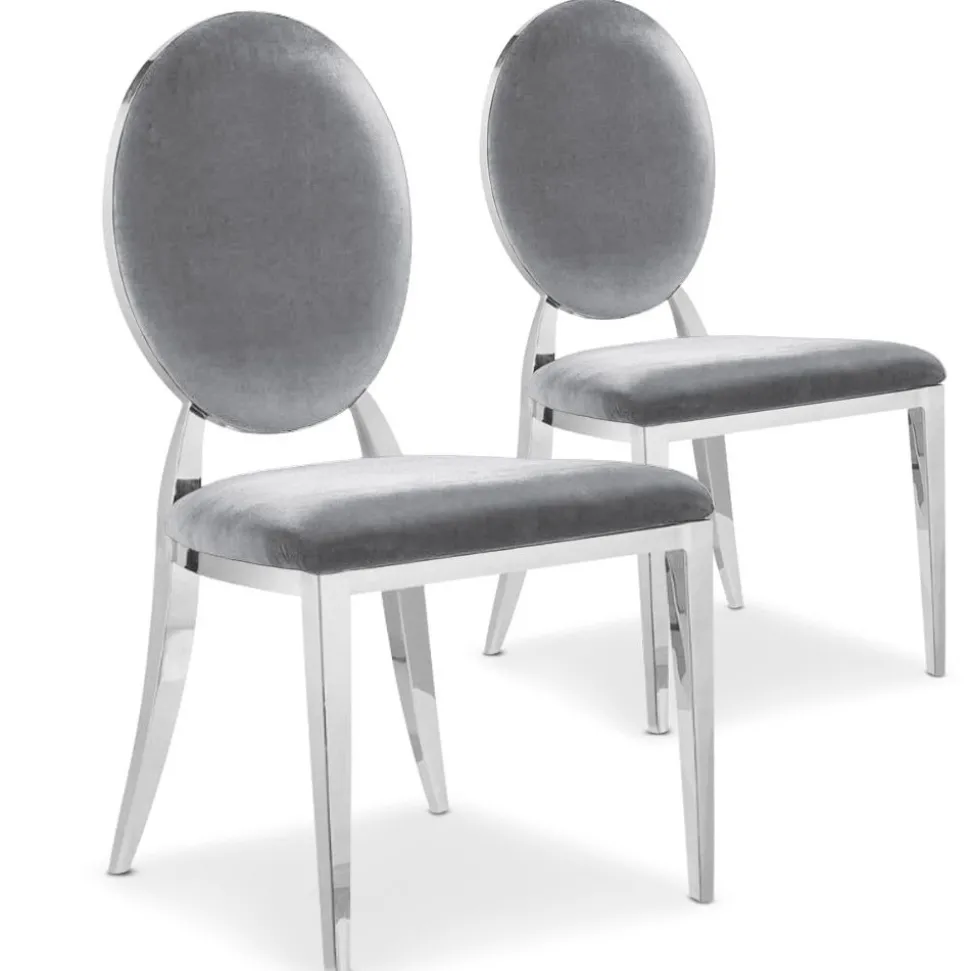 Lot de 2 chaises médaillon Sofia velours Argent